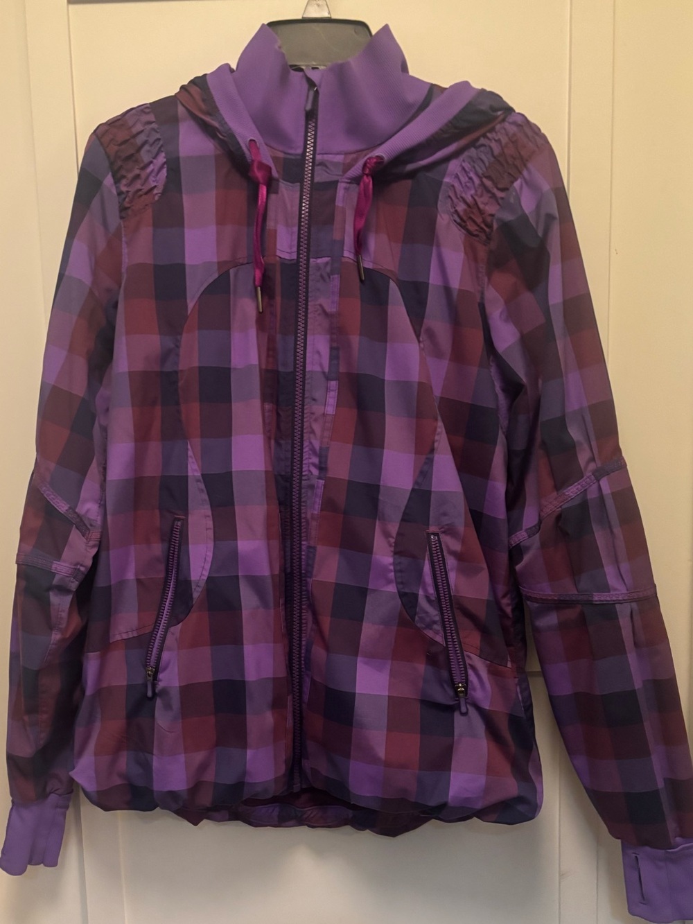 Lululemon Purple Plaid Zip Hoodie Jacket